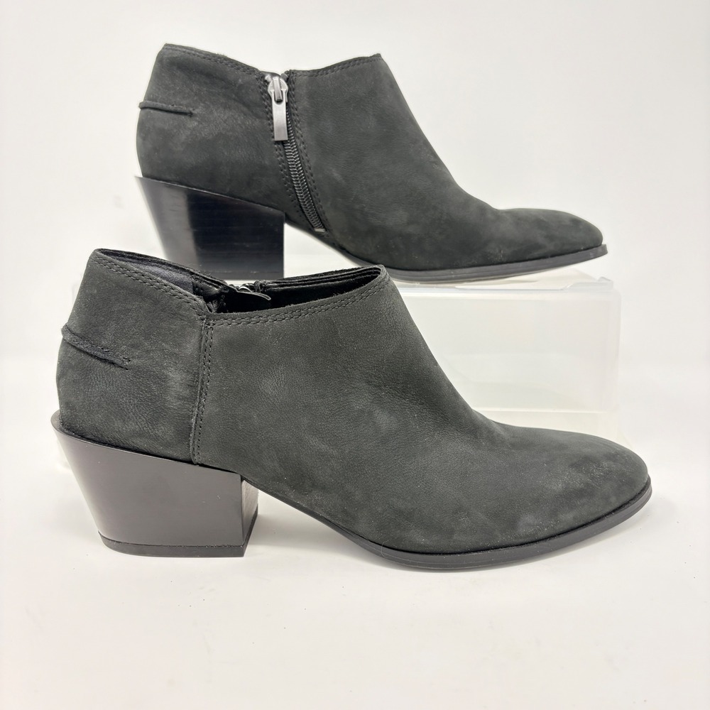 Franco Sarto Dex Womens US 9M EUR 39 Black Leather Zip Ankle Booties Pointed Toe